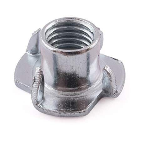 NEWPORT FASTENERS T-Nut, 4 Prongs, 3/8"-16, Steel, Zinc Plated, 7/16 in Barrel Ht, 100 PK 219750-PR-100